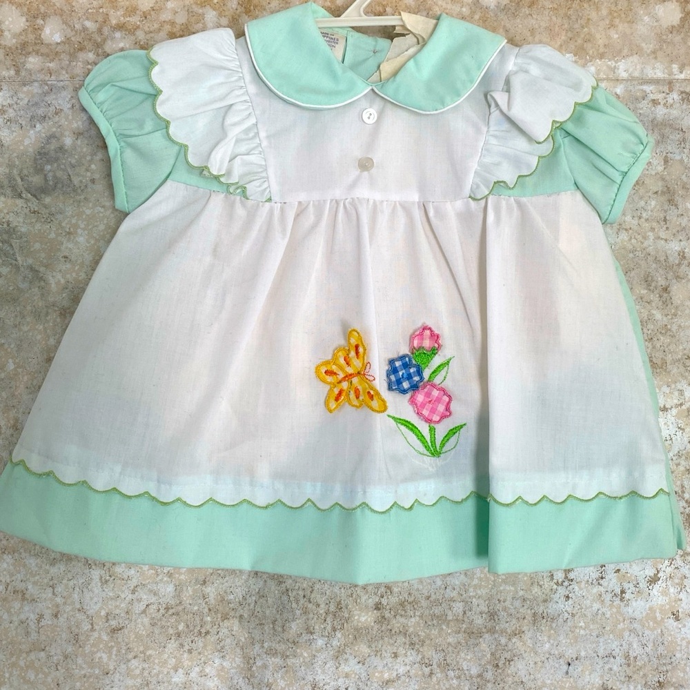 Vintage Judy Philippine Mint Green Baby Dress